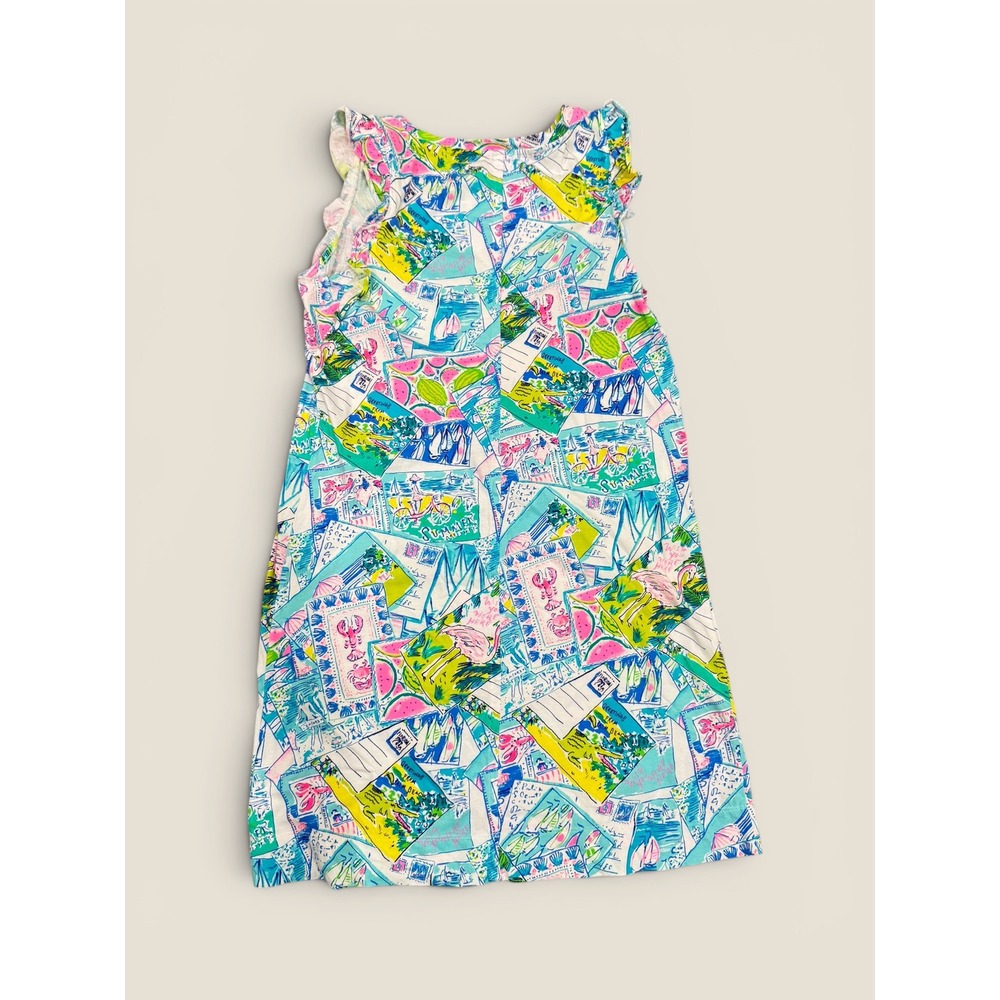 Lilly Pulitzer Womens Small Postcard Print Palm Beach Cotton Shift Dress Multi - Picture 4 of 4